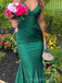 Elegant Emerald Green Mermaid Long Evening Prom Dresses, Spaghetti Straps Prom Dress, MR0103