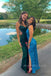 Simple Backless Emerald Green Satin Long Evening Prom Dresses, Mermaid Prom Dress, MR0109