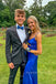Lovely Blue Satin V-neck Long Evening Prom Dresses, Spaghetti Straps Prom Dress, MR0118