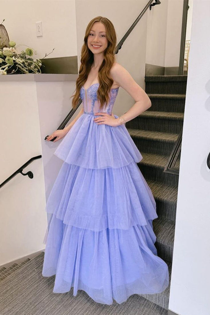 Formal A-line Tulle Beaded Spaghetti Straps Long Evening Prom Dresses, MR0133