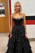 Formal Strapless Black A-line Beaded Long Evening Prom Dresses, MR0136