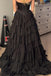 Formal Strapless Black A-line Beaded Long Evening Prom Dresses, MR0136