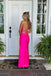 Elegant Backless Pink Mermaid V-neck Long Evening Prom Dresses, MR0148