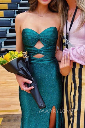 Sparkly Dark Green Mermaid Sweetheart Long Evening Prom Dresses, MR0150