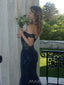 Navy Blue Tulle Besded Mermiad Off Shoulder Long Evening Prom Dresses, MR0159