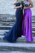 Navy Blue Tulle Besded Mermiad Off Shoulder Long Evening Prom Dresses, MR0159