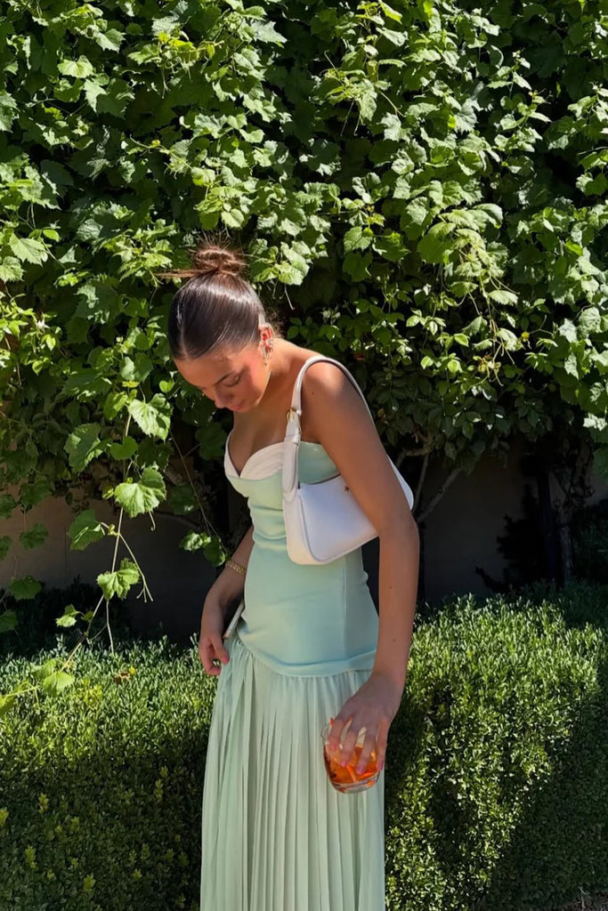 Gorgeous Sage Green Chiffon Sweetheart Long Evening Prom Dresses, Strapless Prom Dress, MR0168