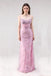 Pink Chiffon Spaghetti Straps Long Evening Prom Dresses, MR0176