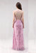 Pink Chiffon Spaghetti Straps Long Evening Prom Dresses, MR0176