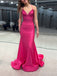 Gorgeous Pink Mermaid Spaghetti Straps Sparkly Long Evening Prom Dresses, MR0180