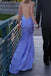 Purple Mermaid Spaghetti Straps Backless Long Evening Prom Dresses, MR0191