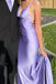Purple Mermaid Spaghetti Straps Backless Long Evening Prom Dresses, MR0191