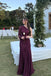 Elegant Long Sleeves One Shoulder Chiffon Long Evening Prom Dresses, MR0192