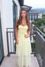 Light Yellow Chiffon Long Evening Prom Dresses, Spaghetti Straps Prom Dress, MR0194