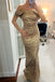 Morden Mermaid Gold Sequins Long Evening Prom Dresses, MR0206