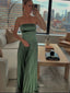 Unique Dusty Sage Green Strapless Long Simple Evening Prom Dresses, MR0207