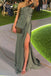 Mermaid Side Slit One Shoulder Long Evening Prom Dresses, MR0211