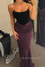 Elegant Purple Velvet Satin Mermaid Long Strapless Evening Prom Dresses, MR0215