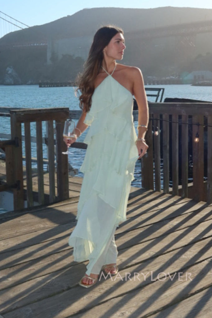 Morden Chiffon A-line Long Evening Prom Dresses, MR0217