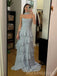 Grey Chiffon Strapless Long Evening Prom Dresses, MR0219