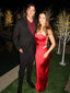 Two-pieces Strapless Red Satin Mermaid Long Evening Prom Dresses, MR0222