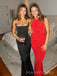 Gorgeous Black Satin Mermaid Spaghetti Straps Long Evening Prom Dresses, MR0224