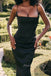 Gorgeous Black Satin Mermaid Spaghetti Straps Long Evening Prom Dresses, MR0224