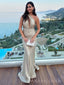Mermaid One Shoulder Satin Long Evening Prom Dresses, MR0226