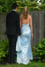 Formal Blue Sequins Appliques Mermaid Long Evening Prom Dresses, V-neck Prom Dress, MR0231
