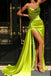 Elegant Green Satin Mermaid Strapless Long Evening Prom Dresses, MR0234