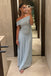 Simple Off Shoulder Chiffon Long Evening Prom Dresses, MR0235