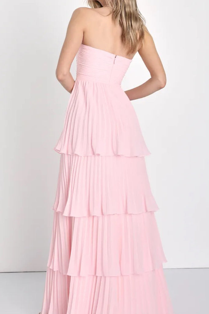 Popular Sweetheart Pink Chiffon Long Evening Prom Dresses, A-line Prom Dress, MR0239