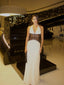 Sexy Backless White Black Lace Long Evening Prom Dresses, Deep V-neck Prom Dress, MR0244