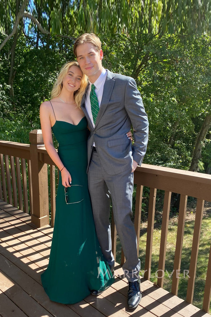 Simple Spaghetti Straps Green Long Evening Prom Dresses, Mermaid Custom Prom Dress, MR0253