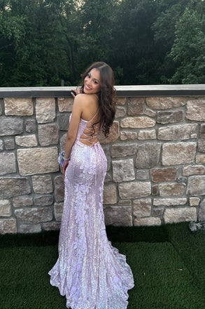 Beautiful Pink Squins Appliques Mermaid Long Evening Prom Dresses, Spaghetti Straps Prom Dress, MR0254