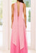 Unique Pink Chiffon Strapless A-line Long Evening Prom Dresses, MR0255