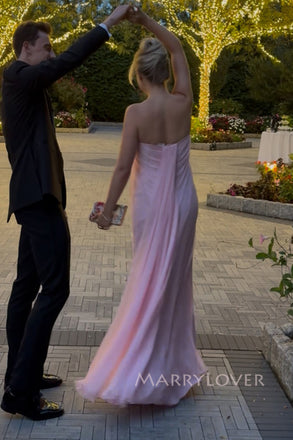 Sweetheart Pink Chiffon Long Evening Prom Dresses, MR0257