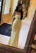 Elegant Yellow Mermaid Off Shoulder Long Evening Prom Dresses, MR0258