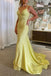 Lovely Yellow Mermaid Backless V-neck Long Evening Prom Dresses, MR0270