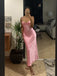 Sexy Spaghetti Straps Mermaid Pink Long Evening Prom Dresses, MR0275