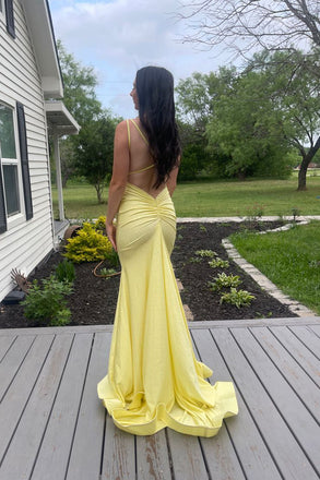 Gorgeous Sparkly Mermaid V-neck Long Evening Prom Dresses, Spaghetti Straps Backless Prom Dress, MR0281