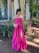A-line Pink Strapless Side Slit Long Evening Prom Dresses, MR0284