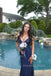 Sexy Mermaid Spaghetti Straps Navy Blue Long Evening Prom Dresses, V-neck Prom Dress, MR0302