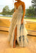 Blue Tulle A-line Long Evening Prom Dresses, Deep V-neck Prom Dress, MR0307