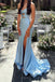 Sweetheart Blue Mermaid Side Slit Long Evening Prom Dresses, Sparkly Prom Dress, MR0308