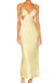 Sexy Spaghetti Straps Yellow Silk Satin Mermaid Long Evening Prom Dresses, MR0310