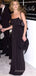 Simple Black Mermaid Long Evening Prom Dresses, Cheap Custom Spaghetti Straps Prom Dress, MR8842