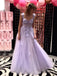 A-line Purple Tulle Appliques Long Evening Prom Dresses, Cheap Sweetheart Custom Prom Dress, MR8851