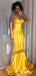 Spaghetti Straps Satin V-neck Long Evening Prom Dresses, Cheap Custom Mermaid Prom Dress, MR8852