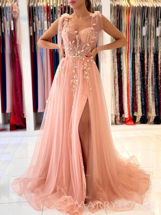 Peach Lace & Tulle Sheer Corset Mermaid Prom Dress - Promfy